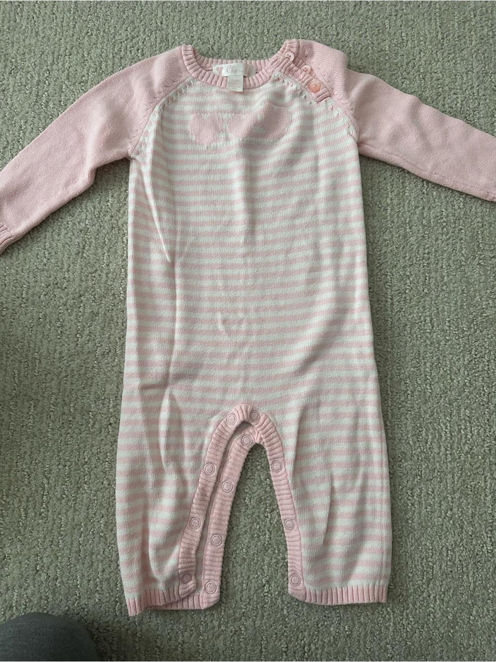 Cherokee Pink & White Striped Baby Footie